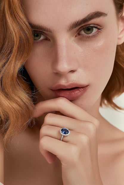 Natural Sapphire Diamond Ring Size 6.25 14k White Gold 6.14 TCW Certified $7,950 601364