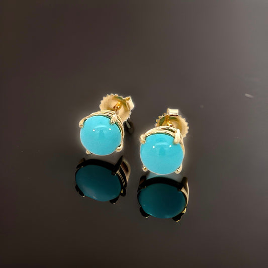 Natural Persian Large Turquoise Earrings 14k Gold 5.18 TCW Certified $1,290 311049