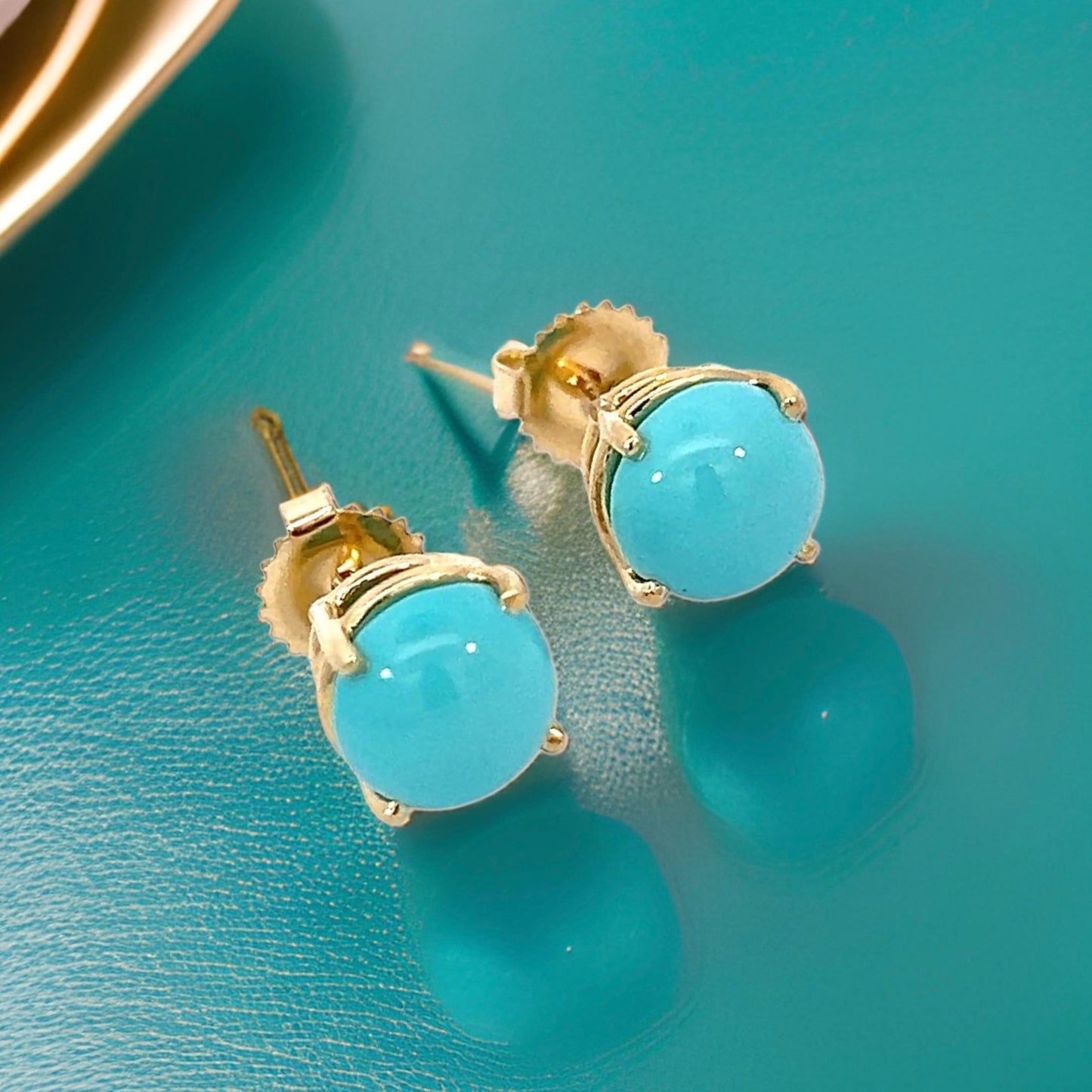 Natural Persian Large Turquoise Earrings 14k Gold 5.18 TCW Certified $1,290 311049