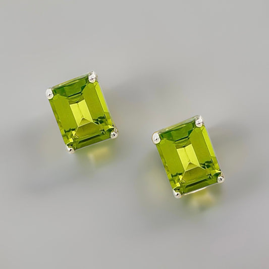 Natural Peridot Stud Earrings 14k White Gold 4.41 TCW Certified $1,590 311046