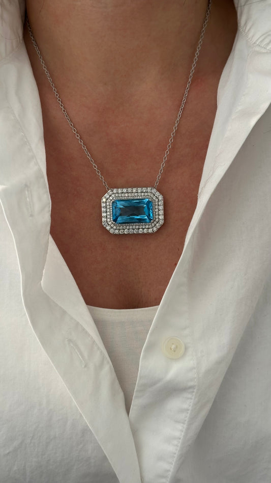 Natural Topaz Diamond Necklace 18" 18k & 14k Gold 27.8 TCW Certified $9,850 508588