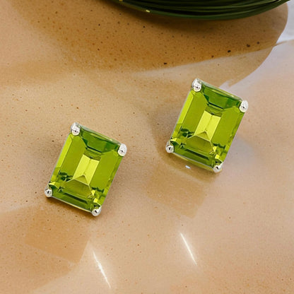 Natural Peridot Stud Earrings 14k White Gold 4.41 TCW Certified $1,590 311046