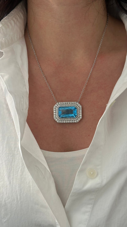 Natural Topaz Diamond Necklace 18" 18k & 14k Gold 27.8 TCW Certified $9,850 508588