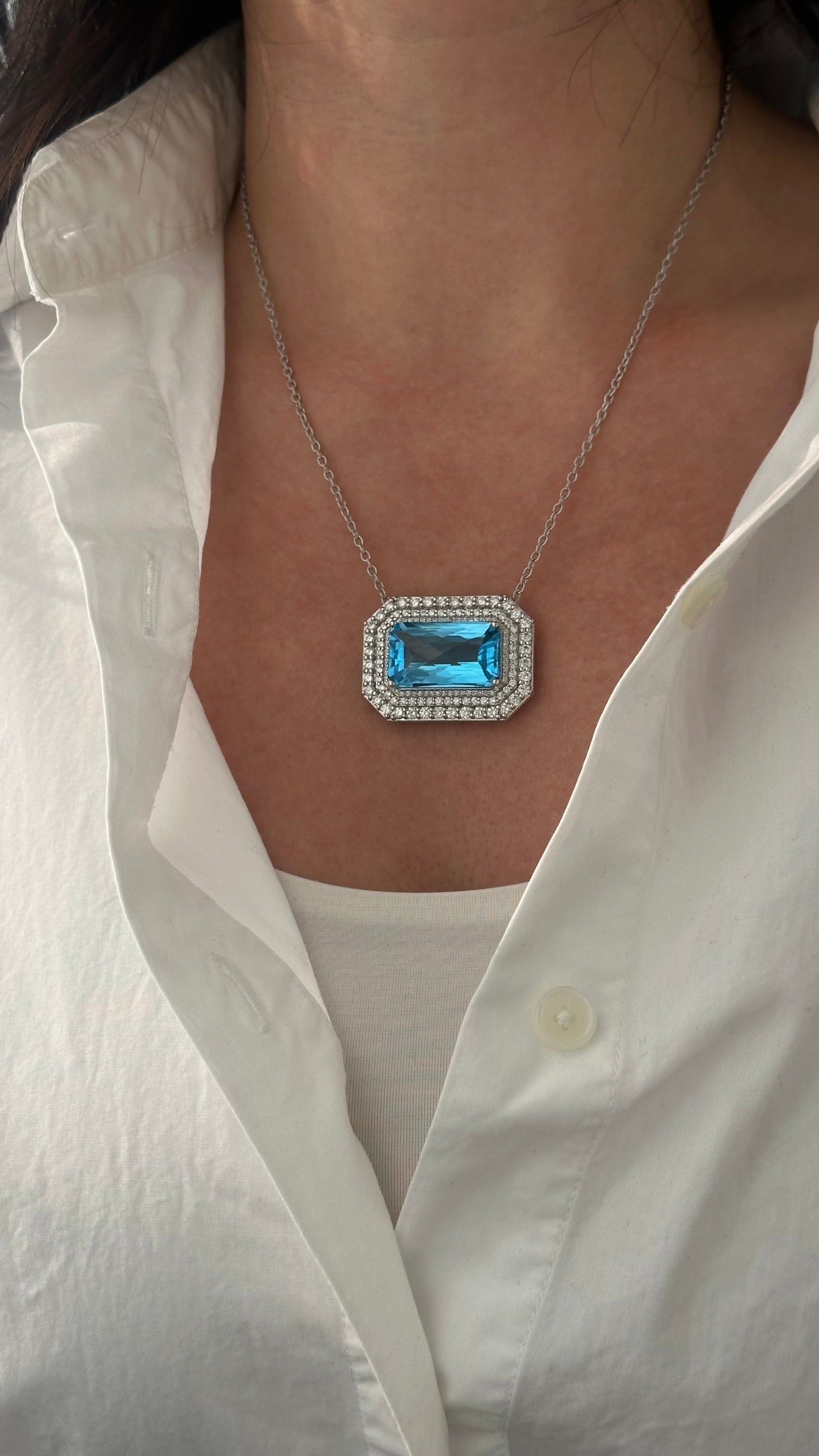 Natural Topaz Diamond Necklace 18" 18k & 14k Gold 27.8 TCW Certified $9,850 508588