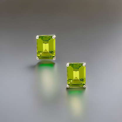 Natural Peridot Stud Earrings 14k White Gold 4.41 TCW Certified $1,590 311046