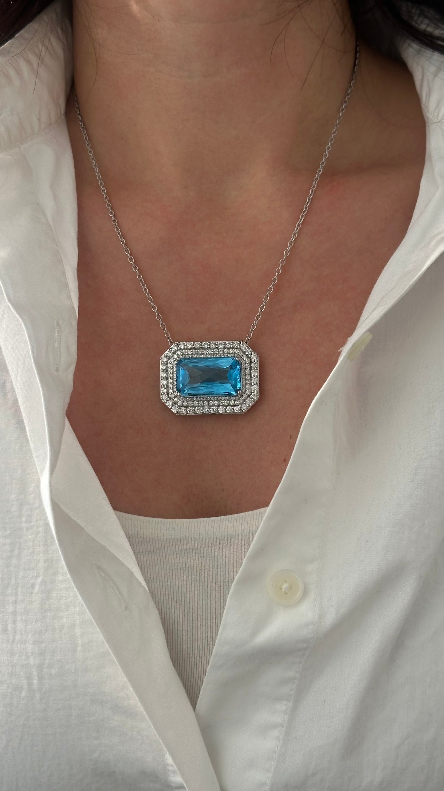 Natural Topaz Diamond Necklace 18" 18k & 14k Gold 27.8 TCW Certified $9,850 508588