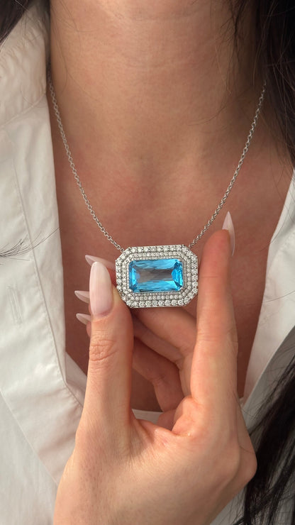 Natural Topaz Diamond Necklace 18" 18k & 14k Gold 27.8 TCW Certified $9,850 508588