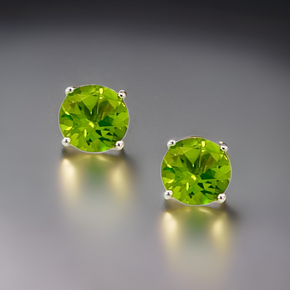 Natural Peridot Stud Earrings 14k White Gold 5.39 TCW Certified $1,690 311045