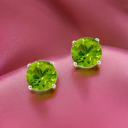 Natural Peridot Stud Earrings 14k White Gold 5.39 TCW Certified $1,690 311045