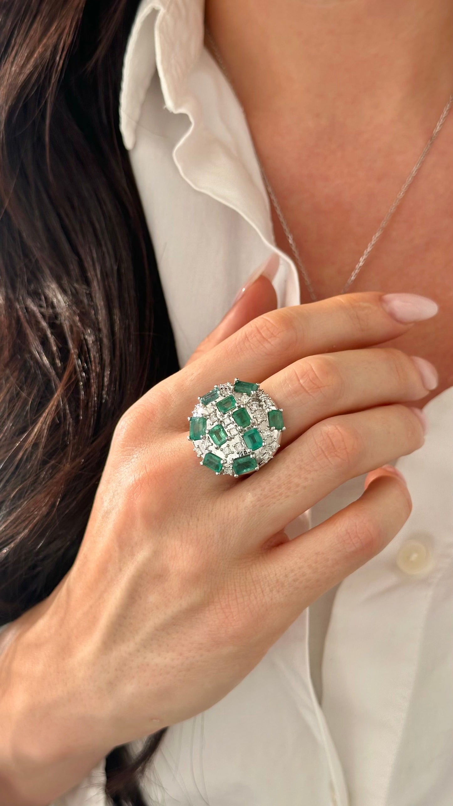 Natural Emerald Diamond Ring Size 7 14k Gold 6.9 TCW Certified $9,750 401581