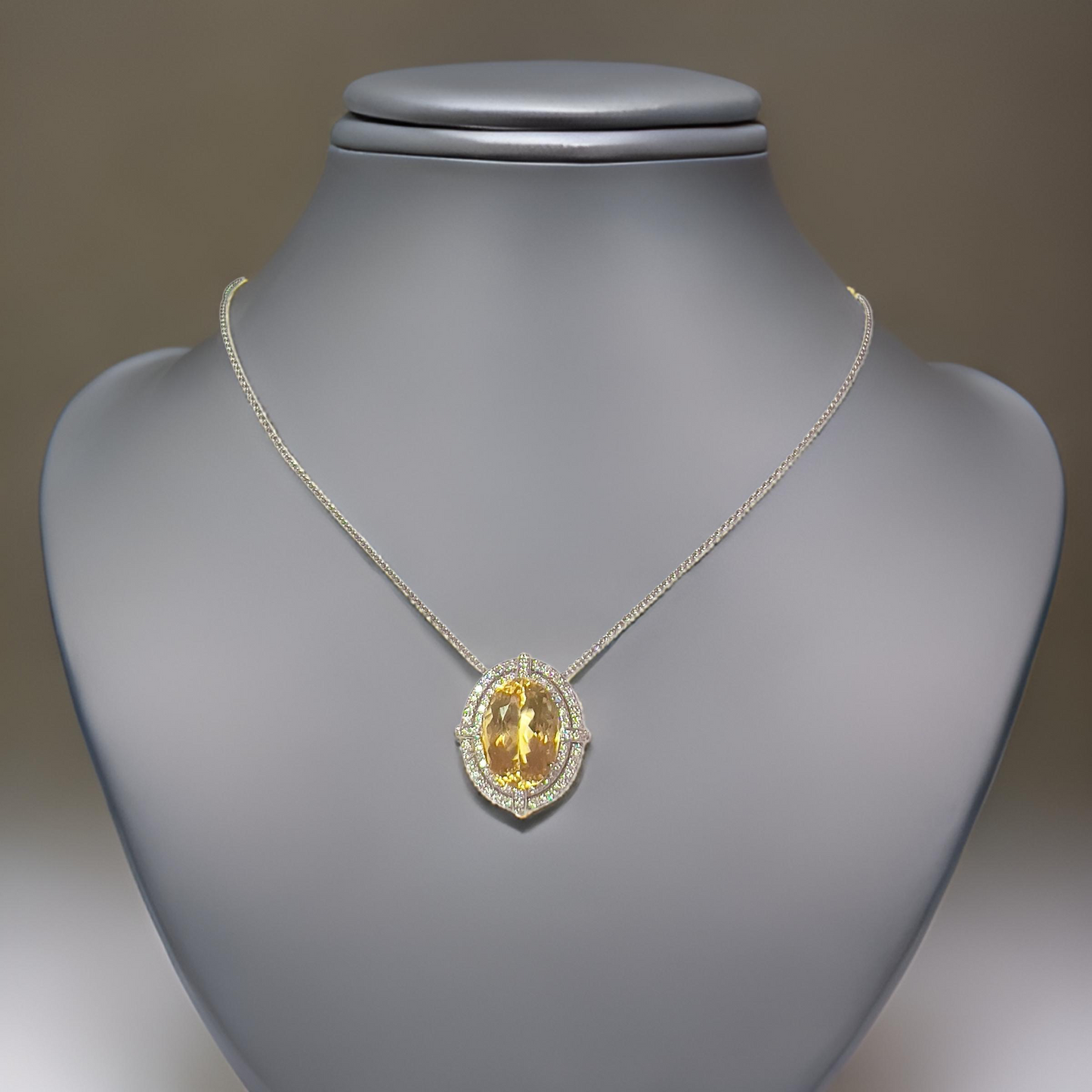 Natural Citrine Diamond Necklace 14k Gold 11.93 TCW Certified $5,950 409156