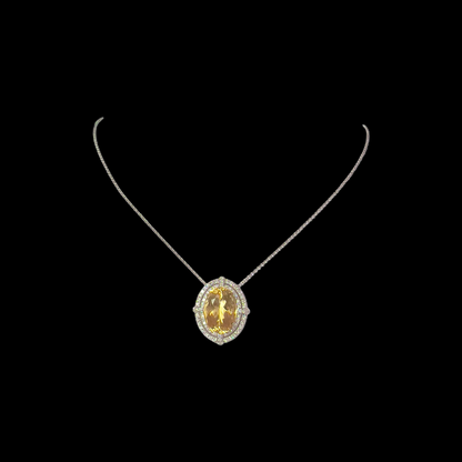 Natural Citrine Diamond Necklace 14k Gold 11.93 TCW Certified $5,950 409156