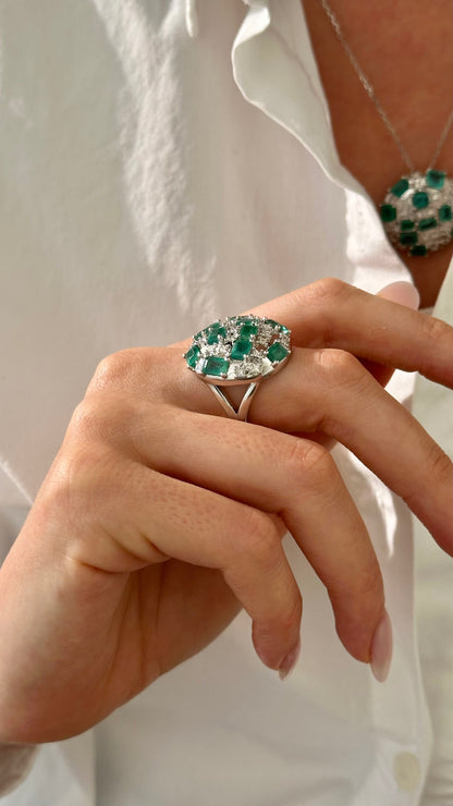 Natural Emerald Diamond Ring Size 7 14k Gold 6.9 TCW Certified $9,750 401581