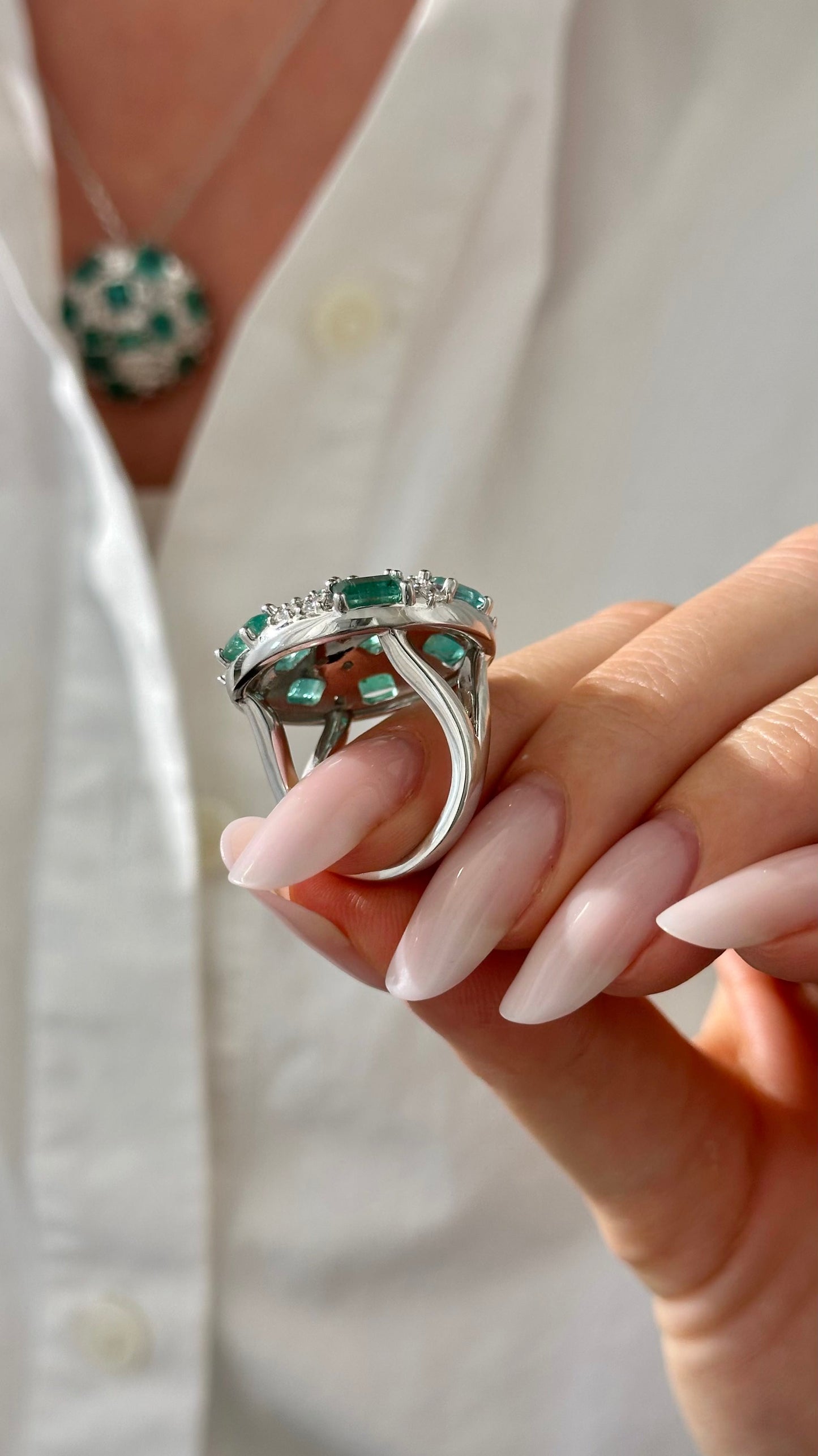 Natural Emerald Diamond Ring Size 7 14k Gold 6.9 TCW Certified $9,750 401581