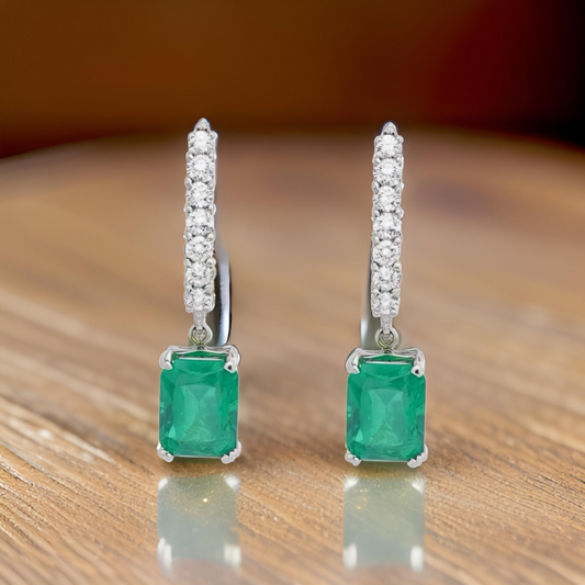 Natural Emerald Diamond Earrings 14k Gold 3.02 TCW Certified $3,950 113435