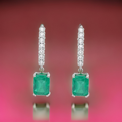 Natural Emerald Diamond Earrings 14k Gold 3.02 TCW Certified $3,950 113435