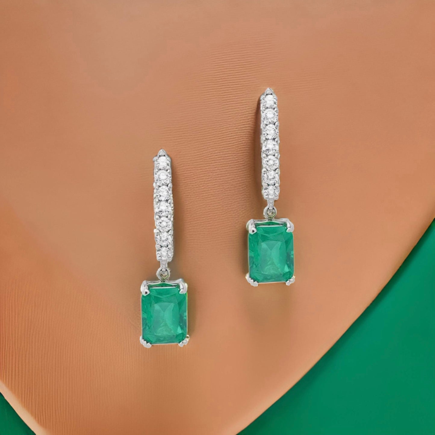 Natural Emerald Diamond Earrings 14k Gold 3.02 TCW Certified $3,950 113435