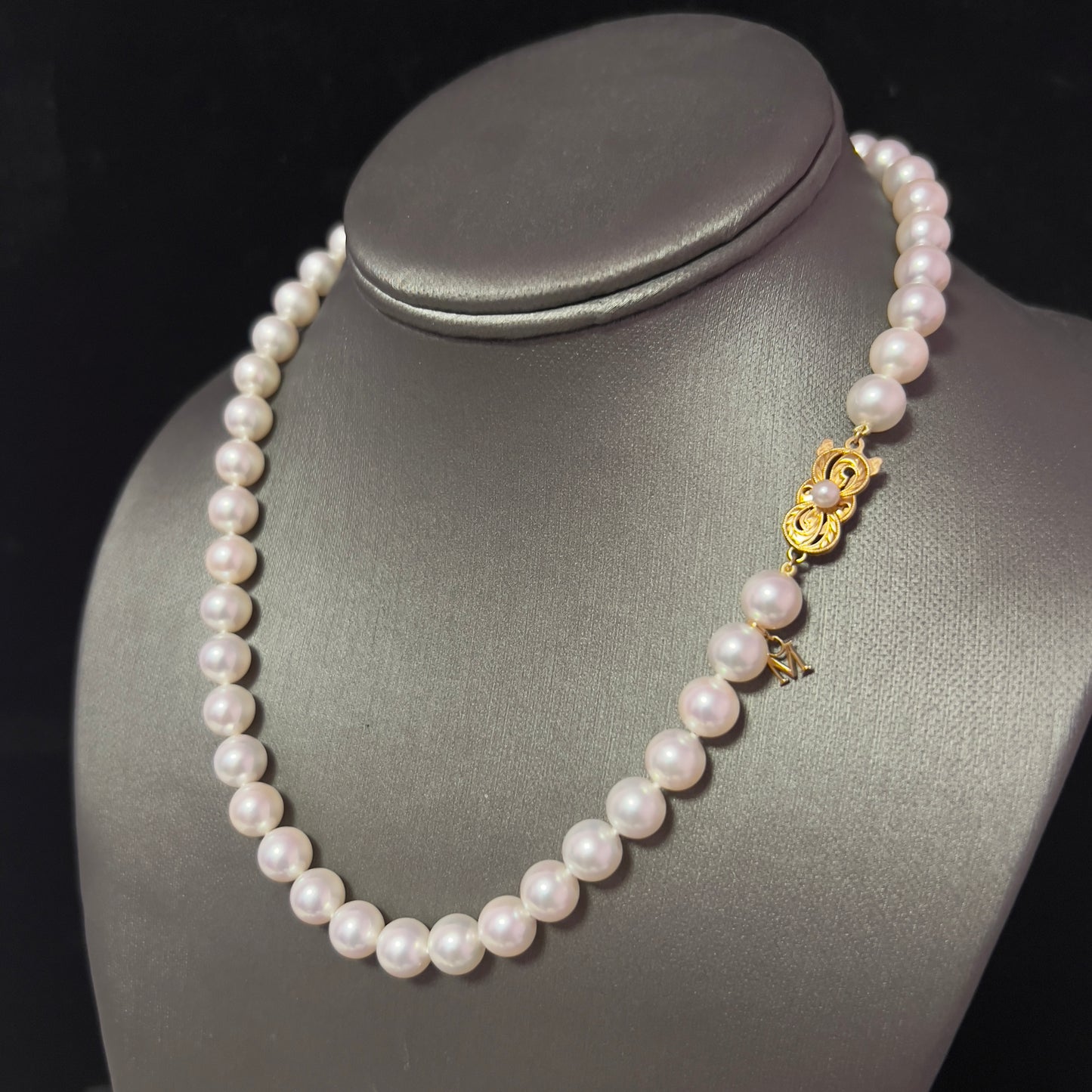 Mikimoto Estate Akoya Pearl Necklace 17" 18k Gold 8.5 mm Certified $14,400 410293