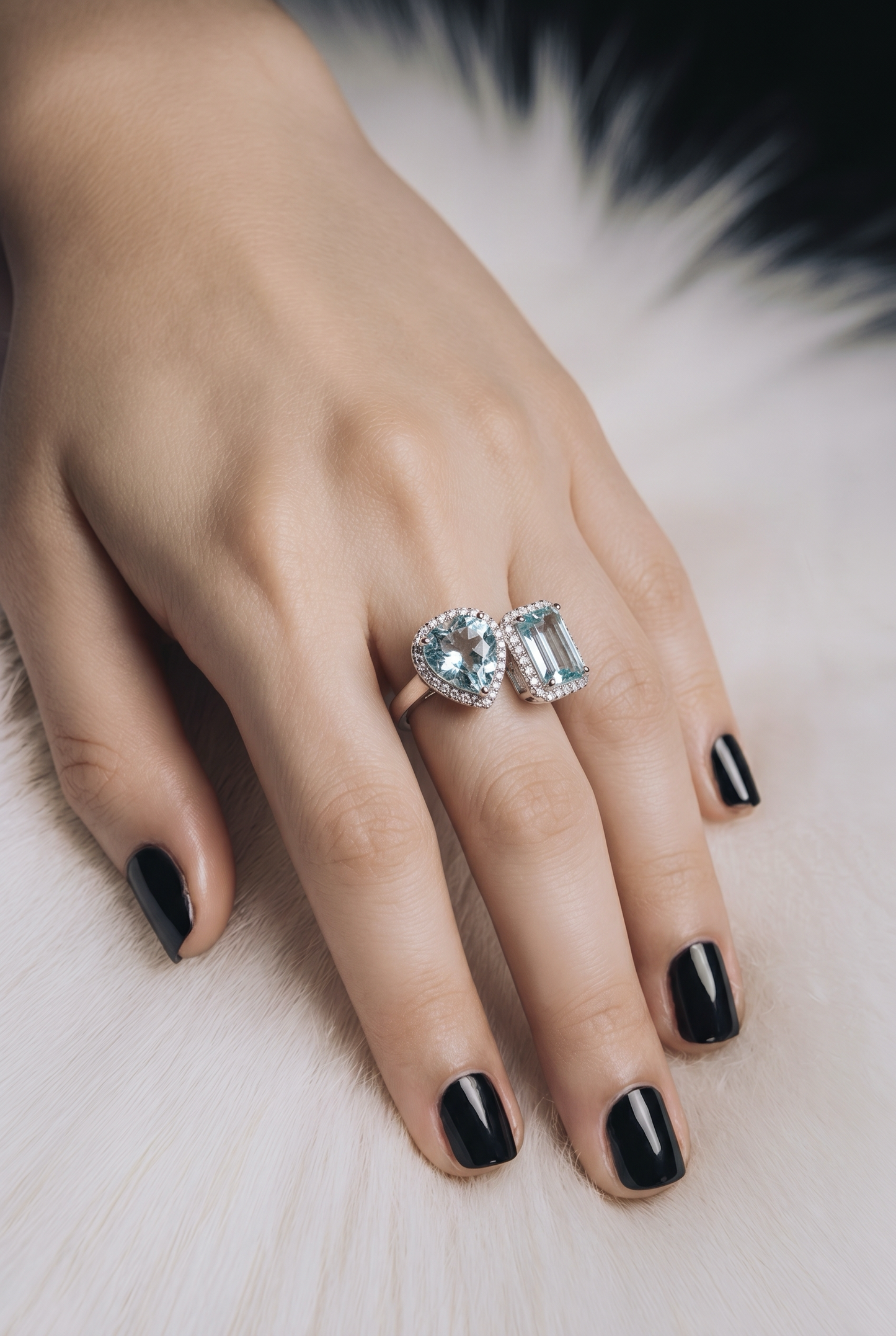 Natural Aquamarine Diamond Ring Size 6.5 14k White Gold 4.51 TCW Certified $6,950 601181