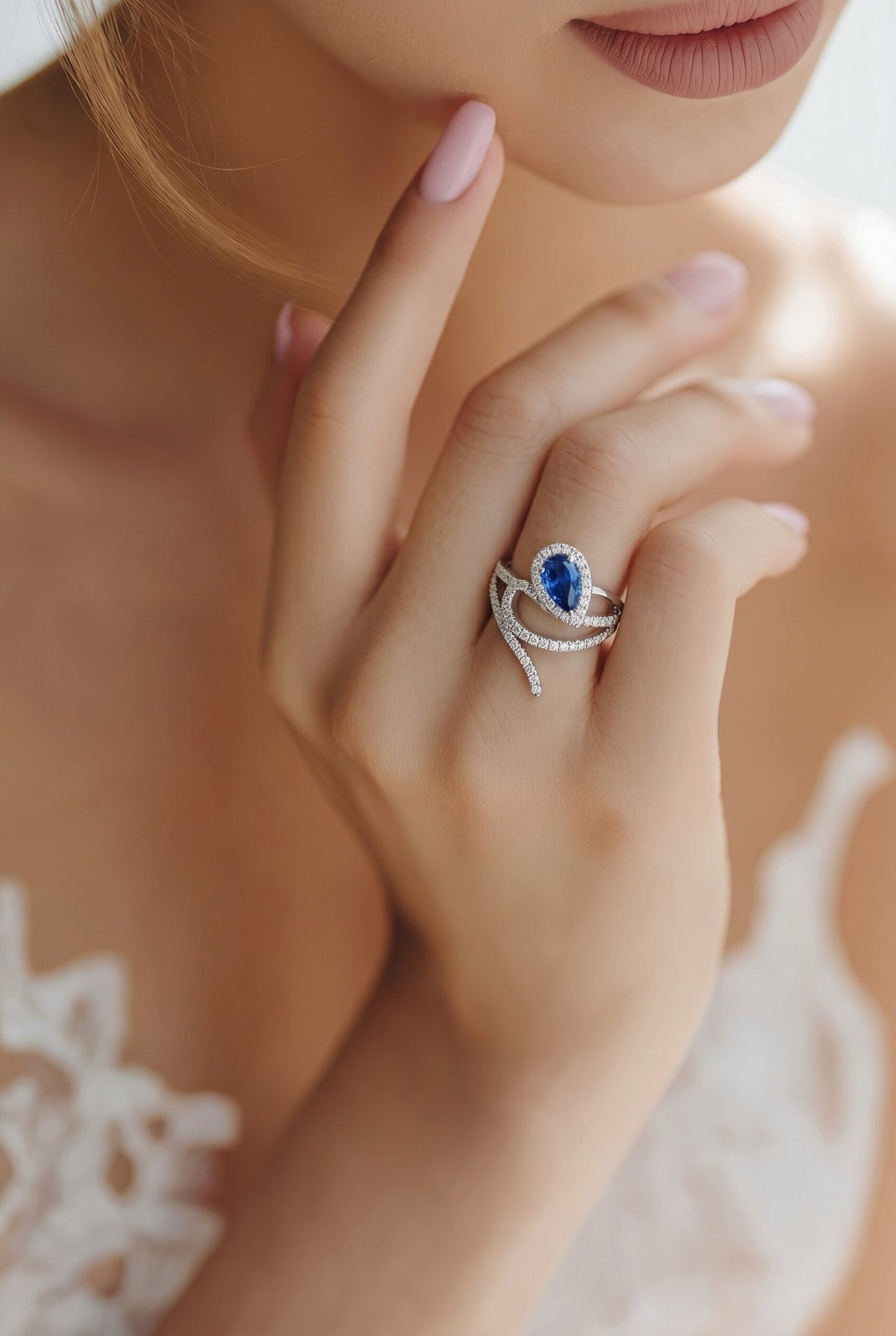 Natural Sapphire Diamond Ring Size 6.5 14k White Gold 2.4 TCW Certified $5,950 601543