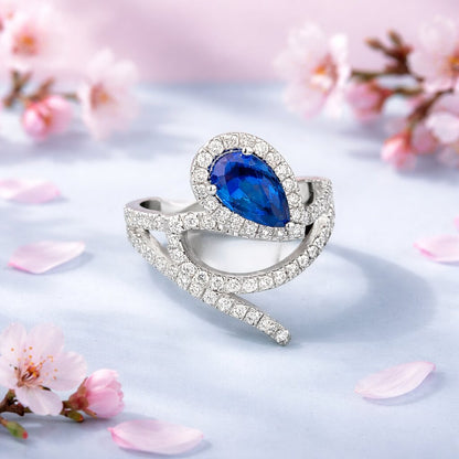 Natural Sapphire Diamond Ring Size 6.5 14k White Gold 2.4 TCW Certified $5,950 601543