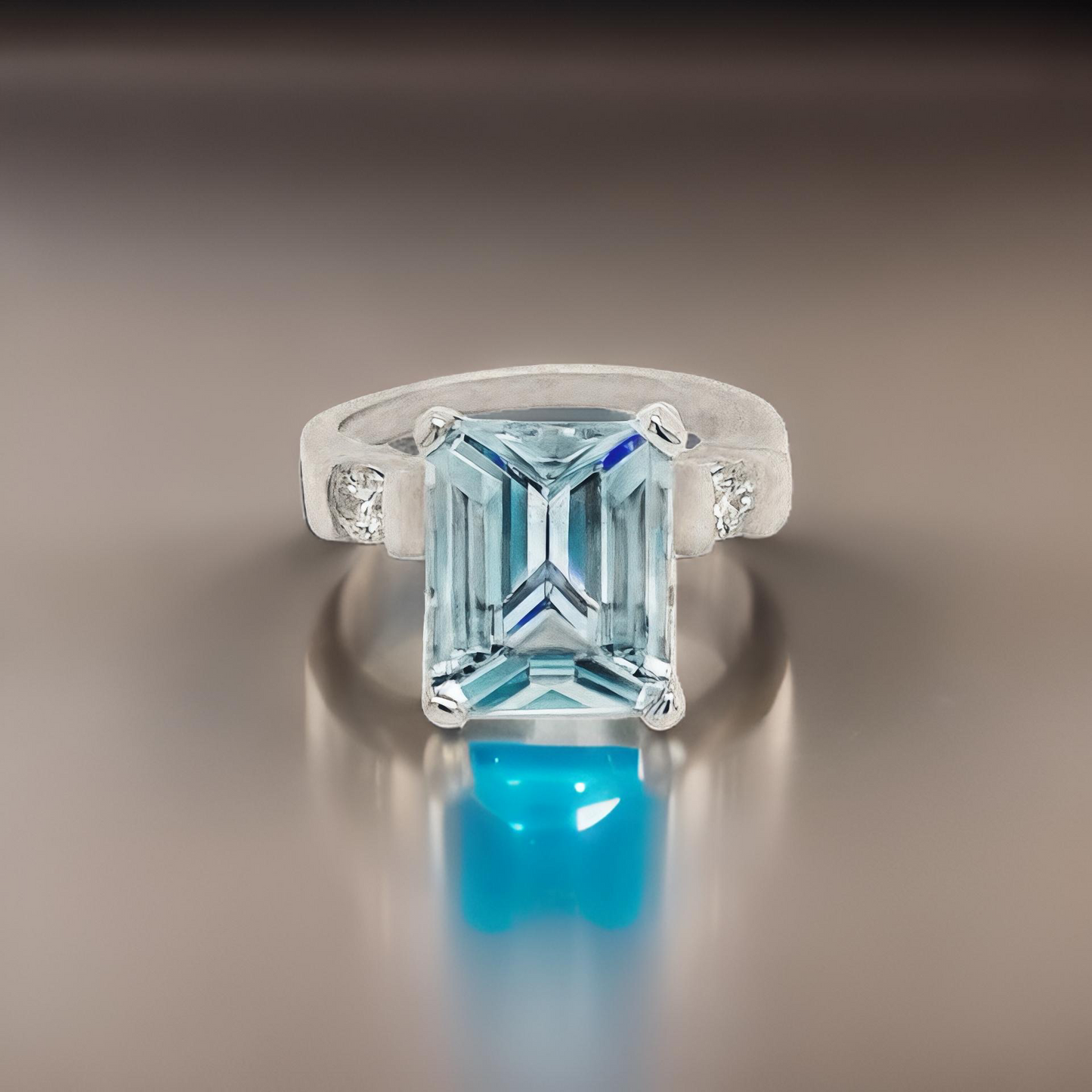 Natural Aquamarine Diamond Ring 6.25 Platinum 5.3 TCW Certified $4,950 018638