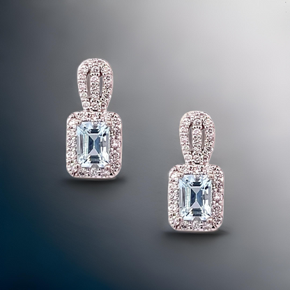 Natural Aquamarine Diamond Earrings 14k Gold 2.74 TCW Certified $5,950 215400