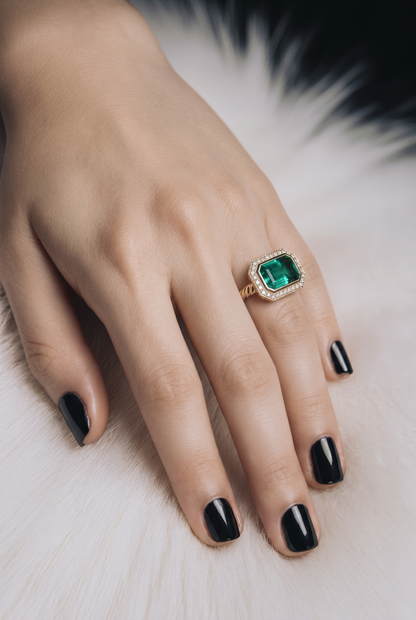 Natural Emerald Diamond Ring Size 6.5 14k Gold 3.47 TCW Certified $4,950 601235