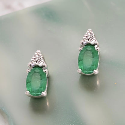 Natural Emerald Diamond Earrings 14k Gold 1.28 TCW Certified $3,490 211342