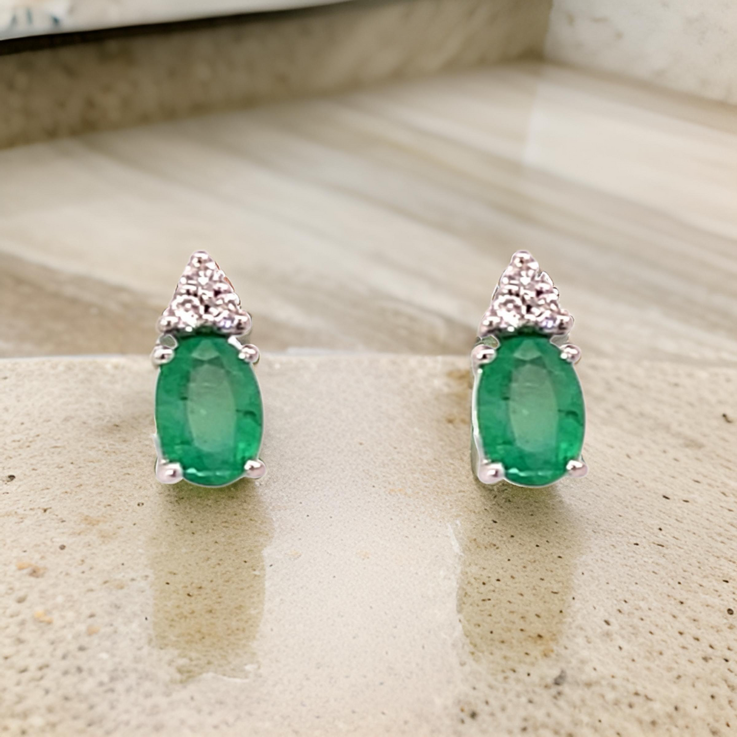 Natural Emerald Diamond Earrings 14k Gold 1.28 TCW Certified $3,490 211342