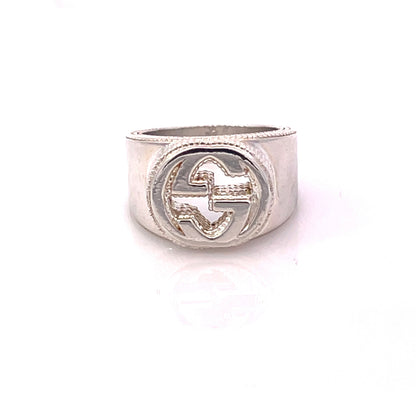 Gucci Estate Sterling Silver Ring Size 8.5, 15 mm Height 17.9 Grams G45