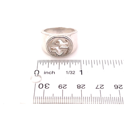 Gucci Estate Sterling Silver Ring Size 8.5, 15 mm Height 17.9 Grams G45