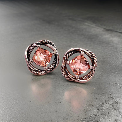 David Yurman Estate Morganite Infinity Earrings Sterling Silver DY522