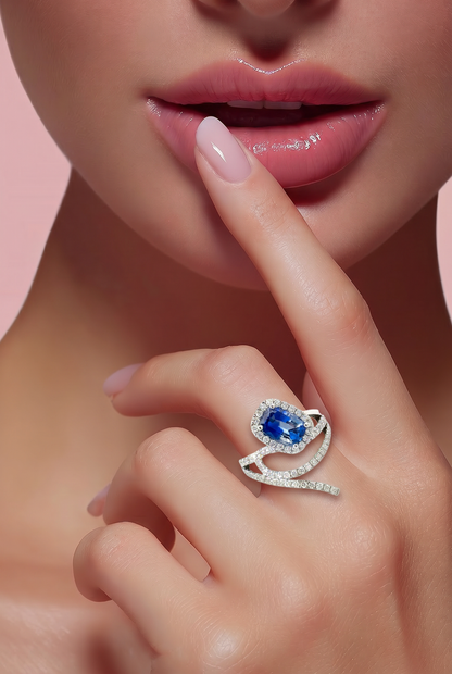 Natural Sapphire Diamond Ring Size 6.5 14k Gold 2.84 TCW Certified $5,950 601385