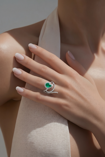 Natural Emerald Diamond Ring Size 6.5 14k Gold 1.49 TCW Certified $5,950 601382