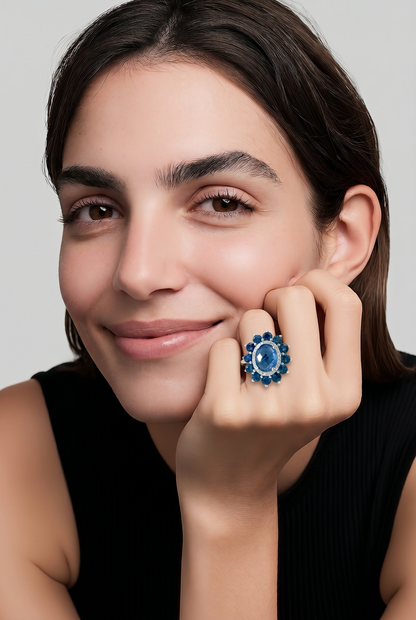 Natural Sapphire Diamond Ring Size 7 14k Gold 10.36 TCW Certified $11,950 601196