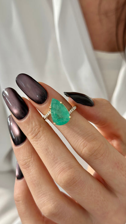 Natural Emerald Diamond Ring Size 7 14k Y Gold 7.17 TCW Certified $4,975 401582