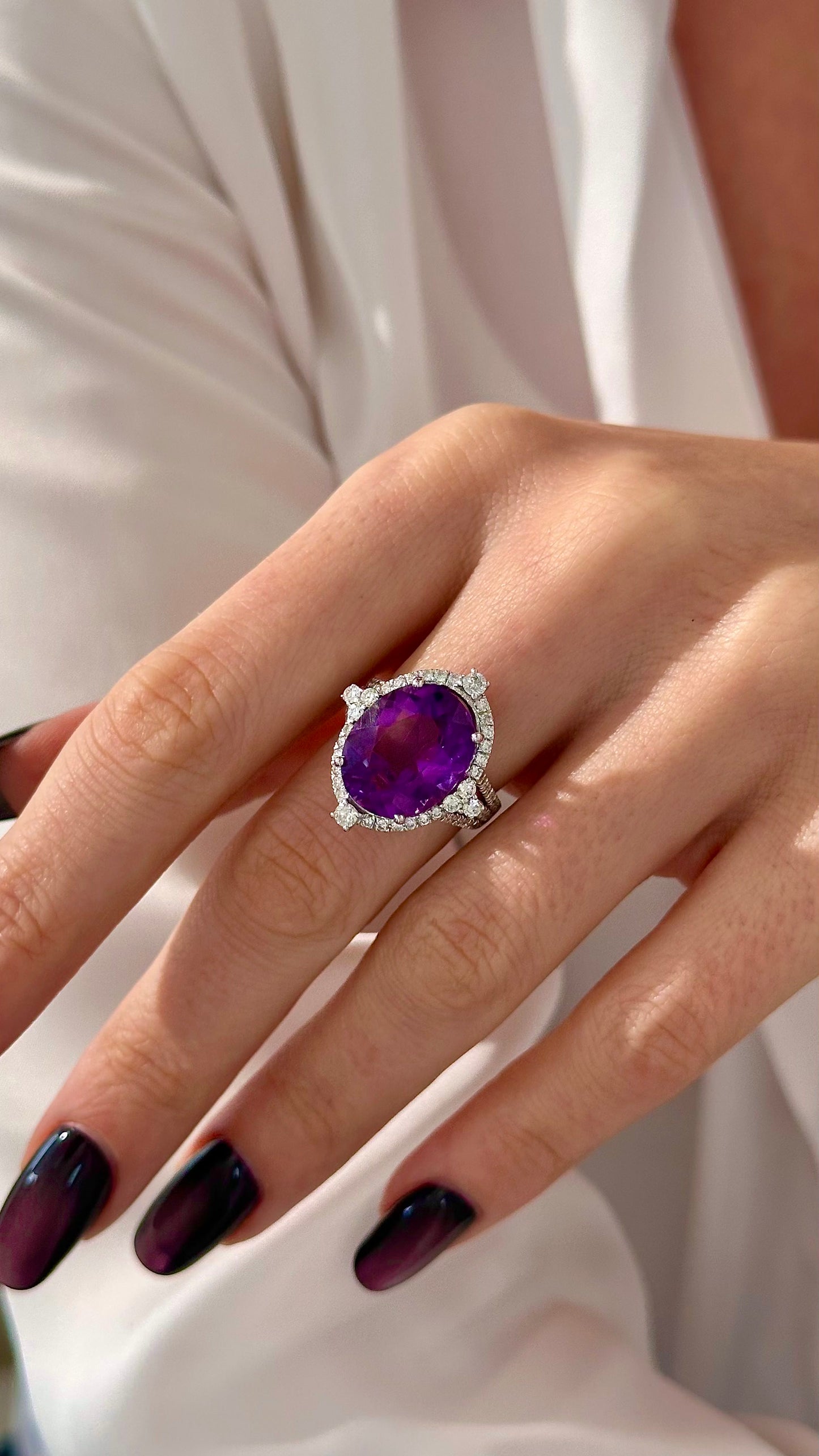 Natural Amethyst Diamond Ring Size 6.5, 14k Gold 8.83 TCW Certified $4,950 409157