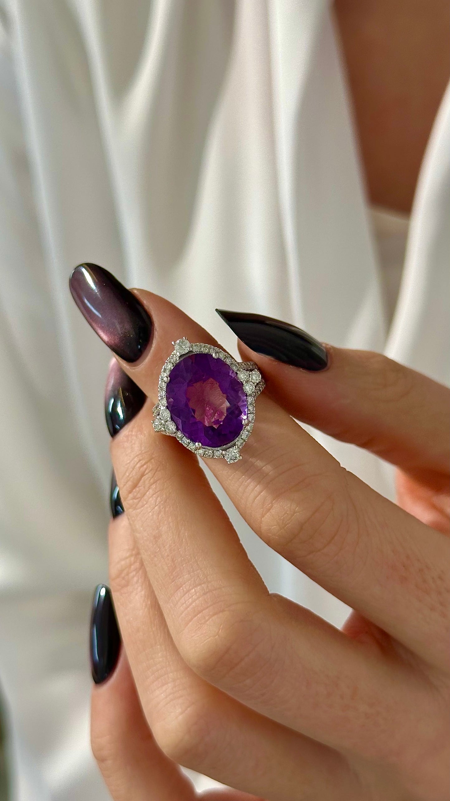 Natural Amethyst Diamond Ring Size 6.5, 14k Gold 8.83 TCW Certified $4,950 409157