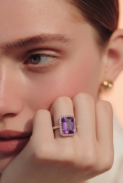 Natural Amethyst Sapphire Ring Size 6.5 14k Gold 6.6 TCW Certified $4,950 601176