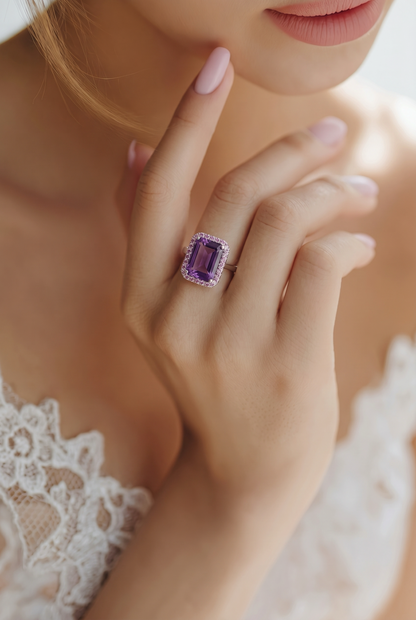 Natural Amethyst Sapphire Ring Size 6.5 14k Gold 6.6 TCW Certified $4,950 601176