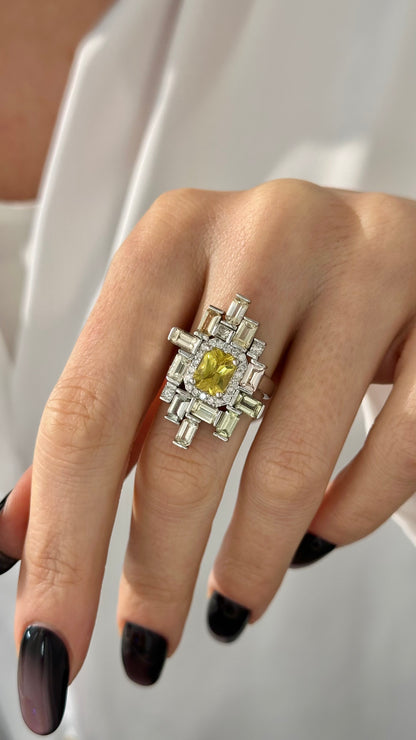 Natural Sapphire Diamond Ring 6.75 14k W Gold 13.3 TCW Certified $7,975 301438