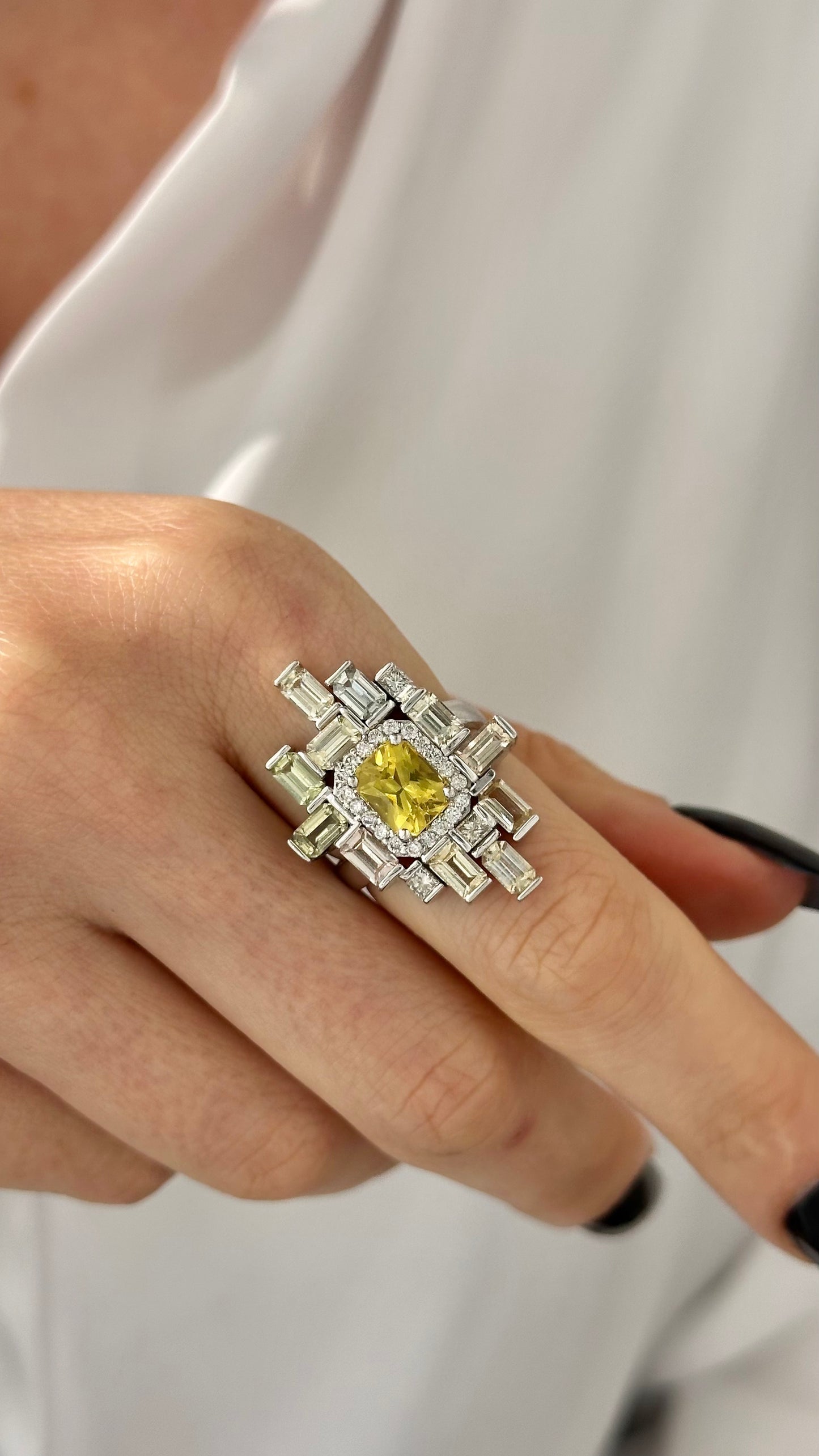 Natural Sapphire Diamond Ring 6.75 14k W Gold 13.3 TCW Certified $7,975 301438
