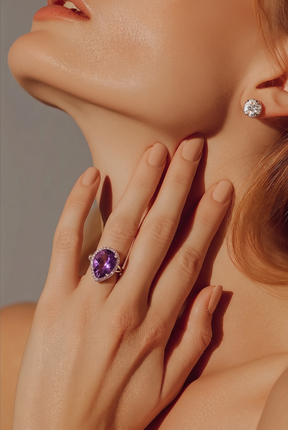 Natural Amethyst Sapphire Ring Size 6.5 14k Gold 10.07 TCW Certified $4,950 601177