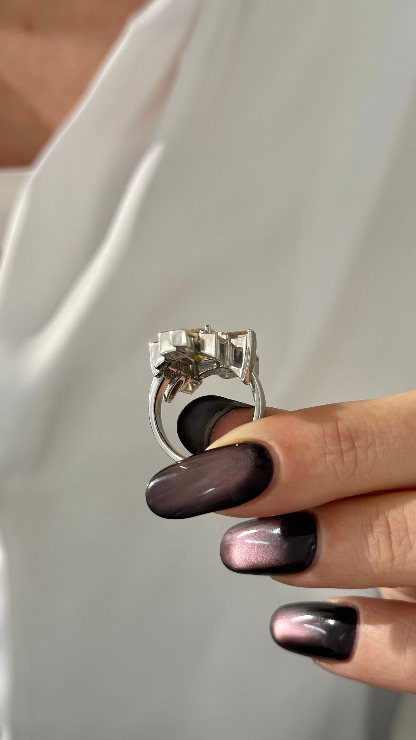 Natural Sapphire Diamond Ring 6.75 14k W Gold 13.3 TCW Certified $7,975 301438