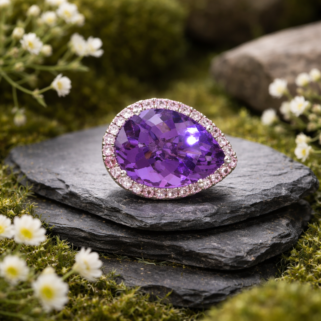 Natural Amethyst Sapphire Ring Size 6.5 14k Gold 9.89 TCW Certified $4,950 601174