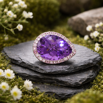 Natural Amethyst Sapphire Ring Size 6.5 14k Gold 9.89 TCW Certified $4,950 601174