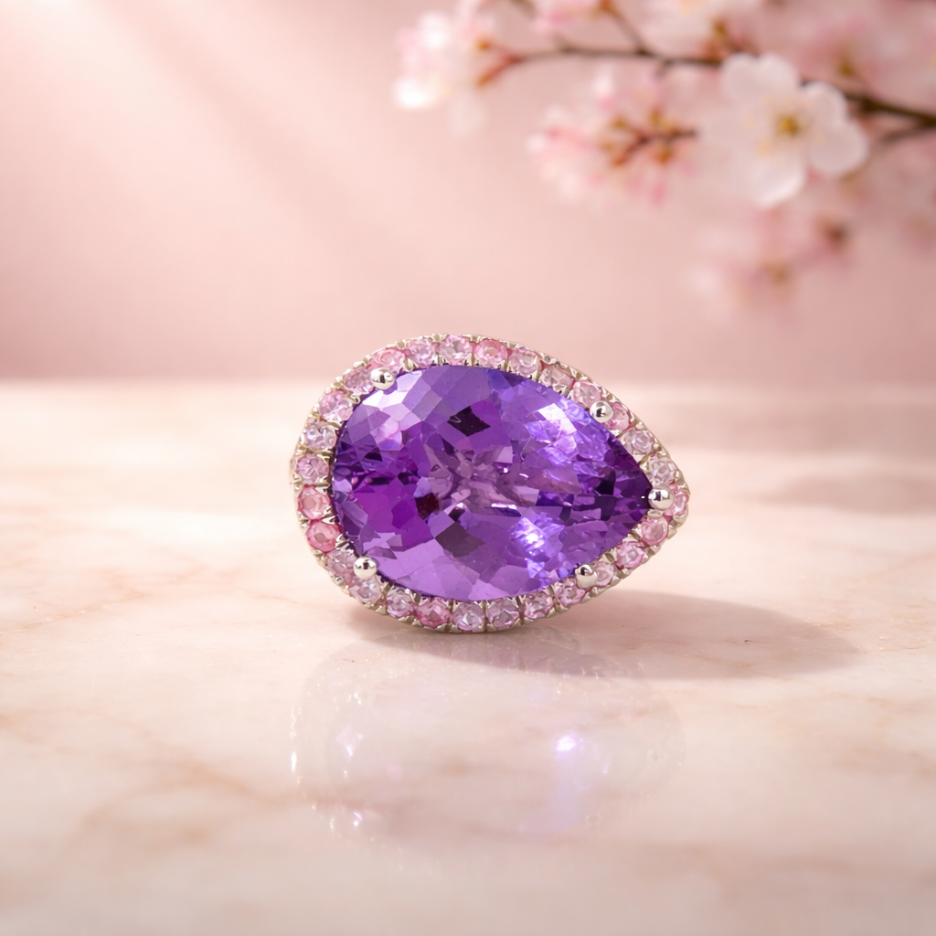 Natural Amethyst Sapphire Ring Size 6.5 14k Gold 9.89 TCW Certified $4,950 601174
