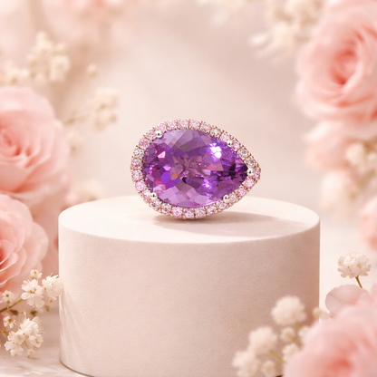 Natural Amethyst Sapphire Ring Size 6.5 14k Gold 9.89 TCW Certified $4,950 601174