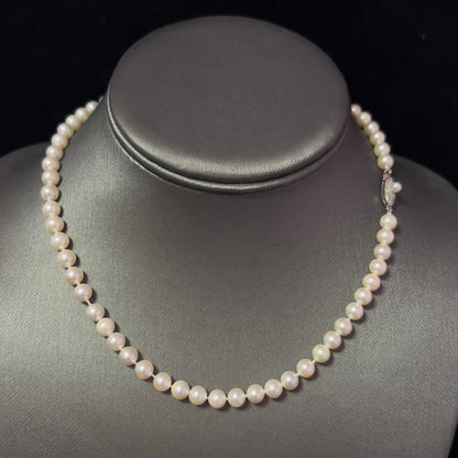 Mikimoto Estate Akoya Pearl Necklace 15.5" Sterling Silver 6 mm M429